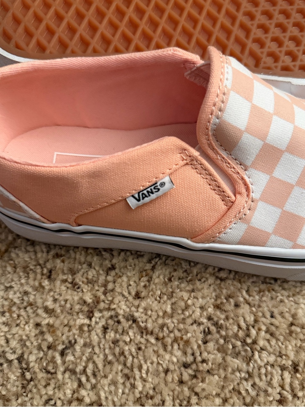 Vans Asher Checkerboard Tropical Peach Classic Slip-On Sneakers - Picture 3 of 7